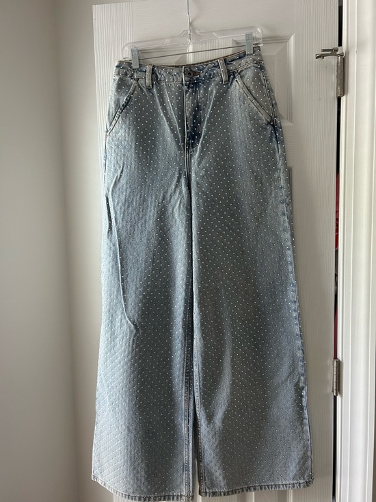 Self-Portrait Denim - Self-Portrait Pale Blue Rhinestone Jeans